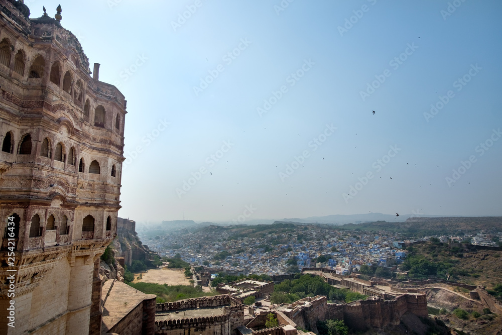 View of the blue city of Joshpur from the fort, Rajasthan, India
