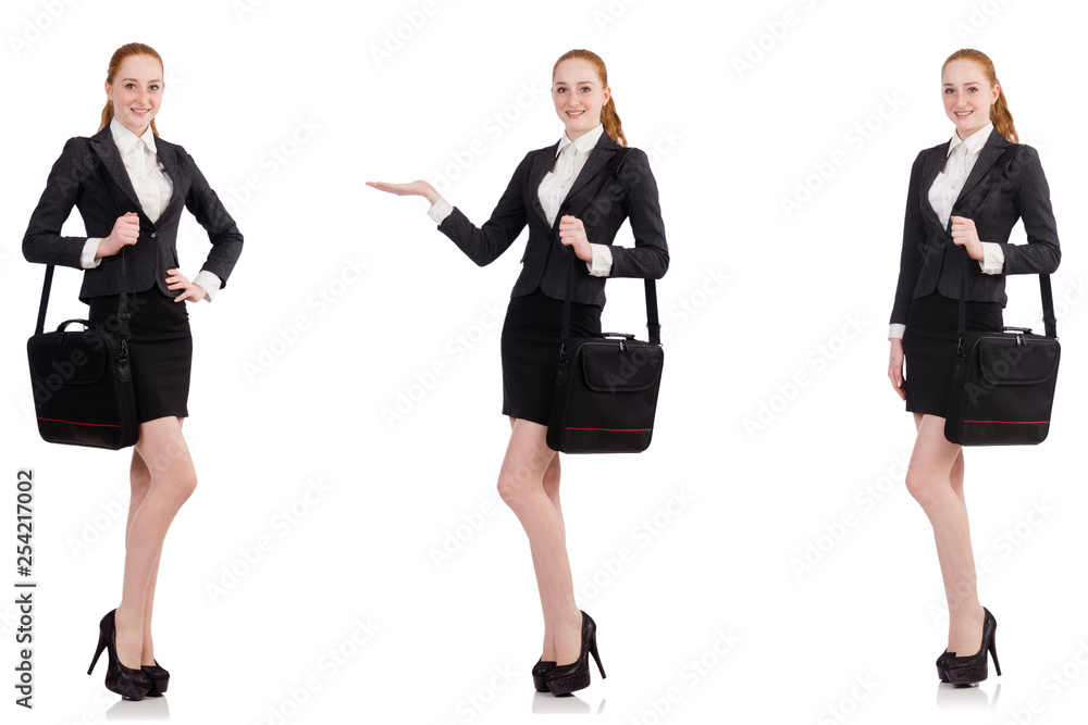 Businesswoman with handbag isolated on white Businesswoman with handbag isolated on white