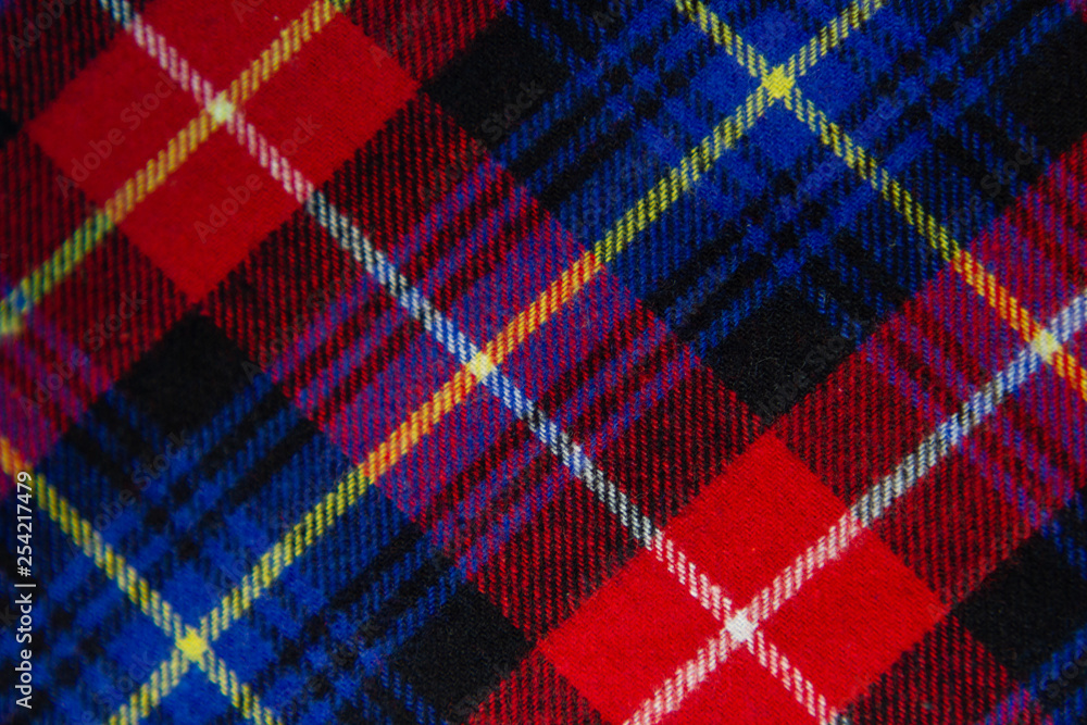 Checkered fabric background red and blue Checkered fabric background red and blue