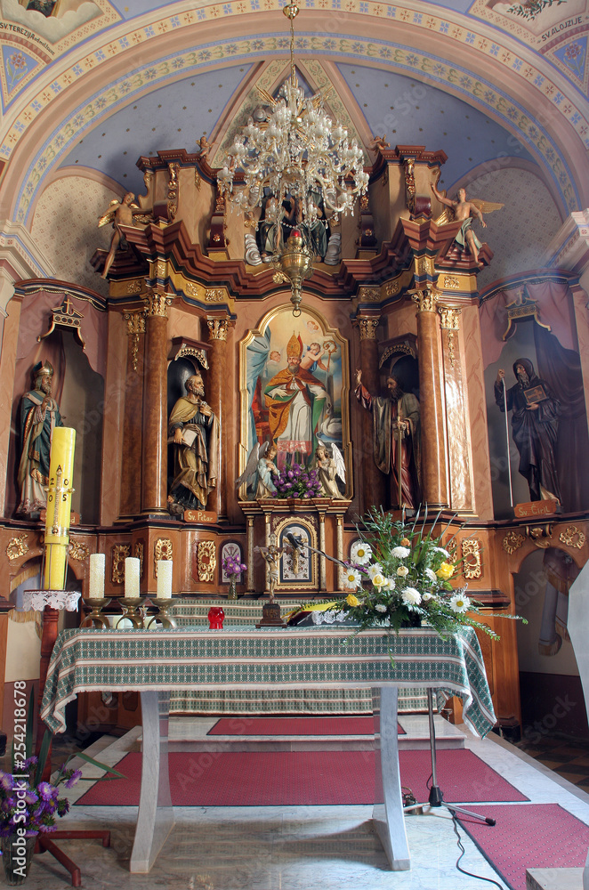 Main altar in Parish Church of Saint Martin in Martinska Ves, Croatia 