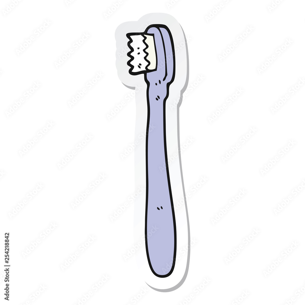 sticker of a cartoon toothbrush sticker of a cartoon toothbrush