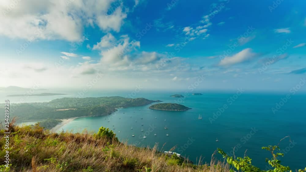 Time lapse of beautiful small island in tropical sea at phuket thailand Beautiful sea in summer season Time lapse of beautiful small island in tropical sea at phuket thailand Beautiful sea in summer season