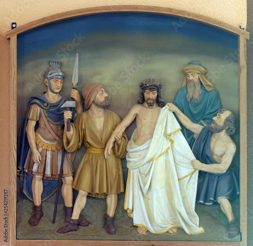 10th Stations of the Cross, Jesus is stripped of His garments, Church of the Blessed Aloysius Stepinac in Budasevo, Croatia 