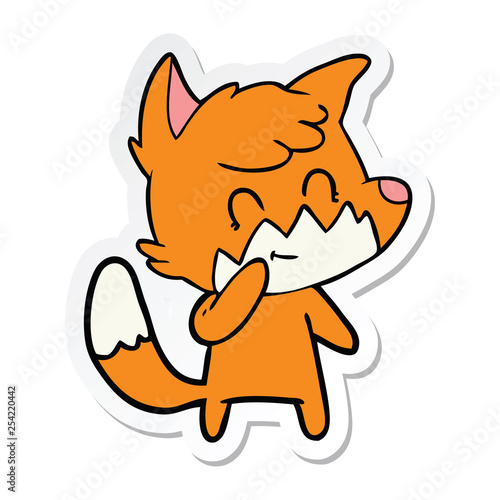 sticker of a cartoon friendly fox © lineartestpilot
