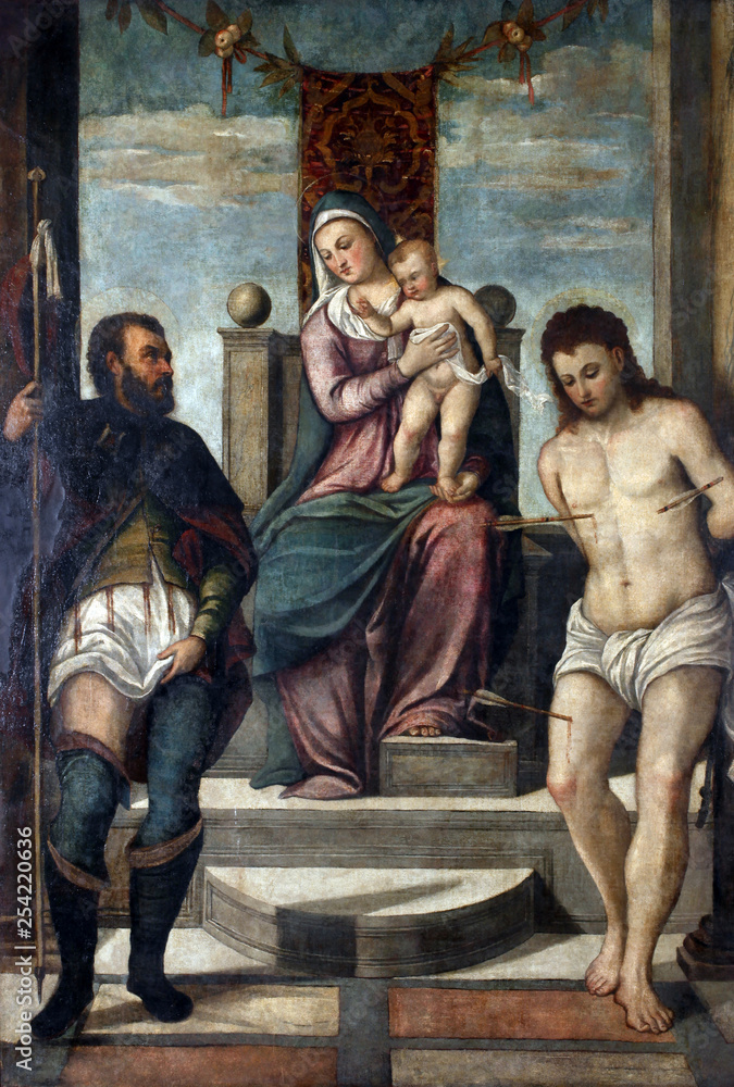 Madonna and Child on the throne with St. Roch and St. Sebastian