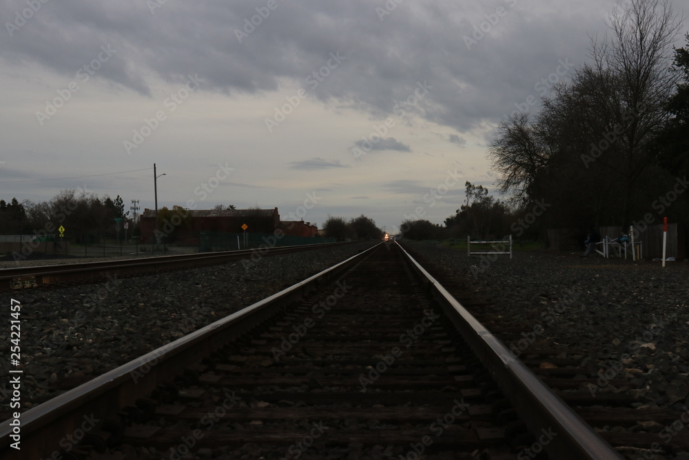 Fototapeta premium railway in sunset