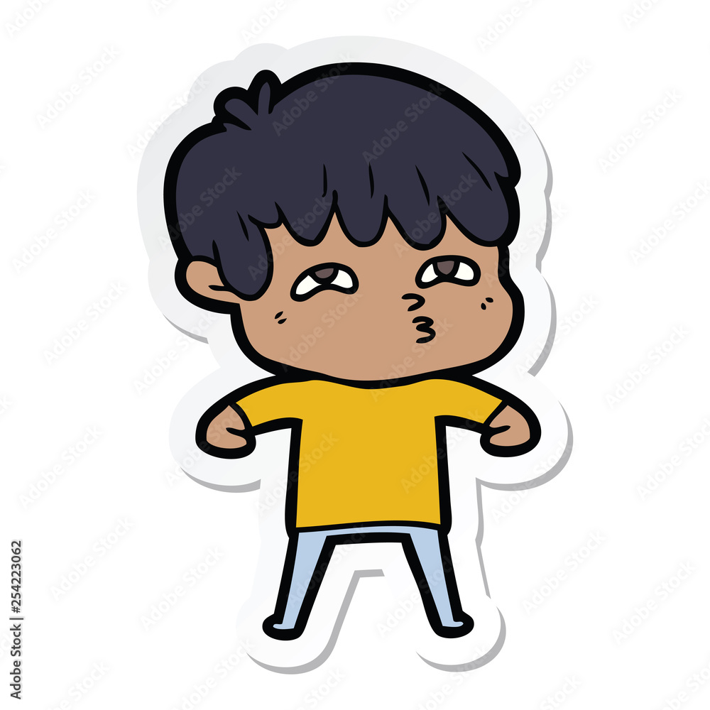 sticker of a cartoon curious man