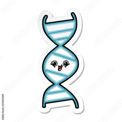 sticker of a cute cartoon DNA strand