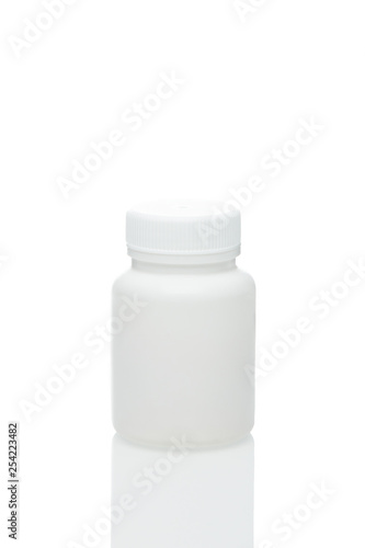 White medical container on white background. Bottle