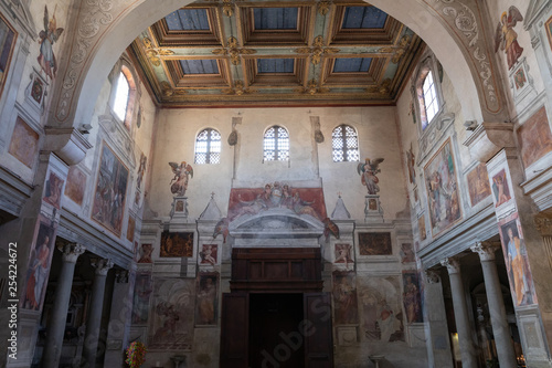 Panoramic view of interior of the The Basilica of Saint Praxedes