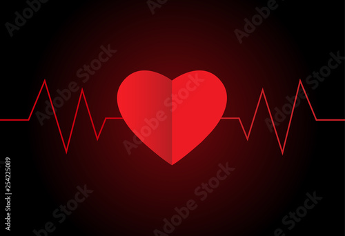 vector of paper style heart beat pulse