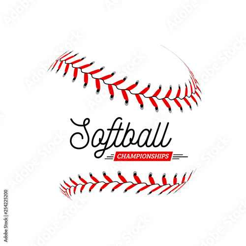Softball ball on white background. Vector illustration