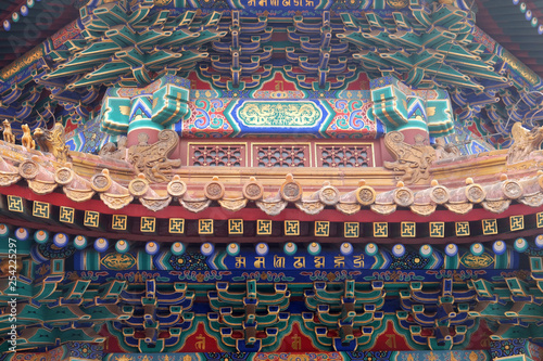 Colorful ceiling decoration at the of The Lama Yonghe Temple in Beijing, China