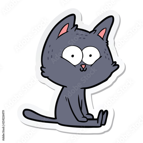 sticker of a cartoon cat sitting © lineartestpilot