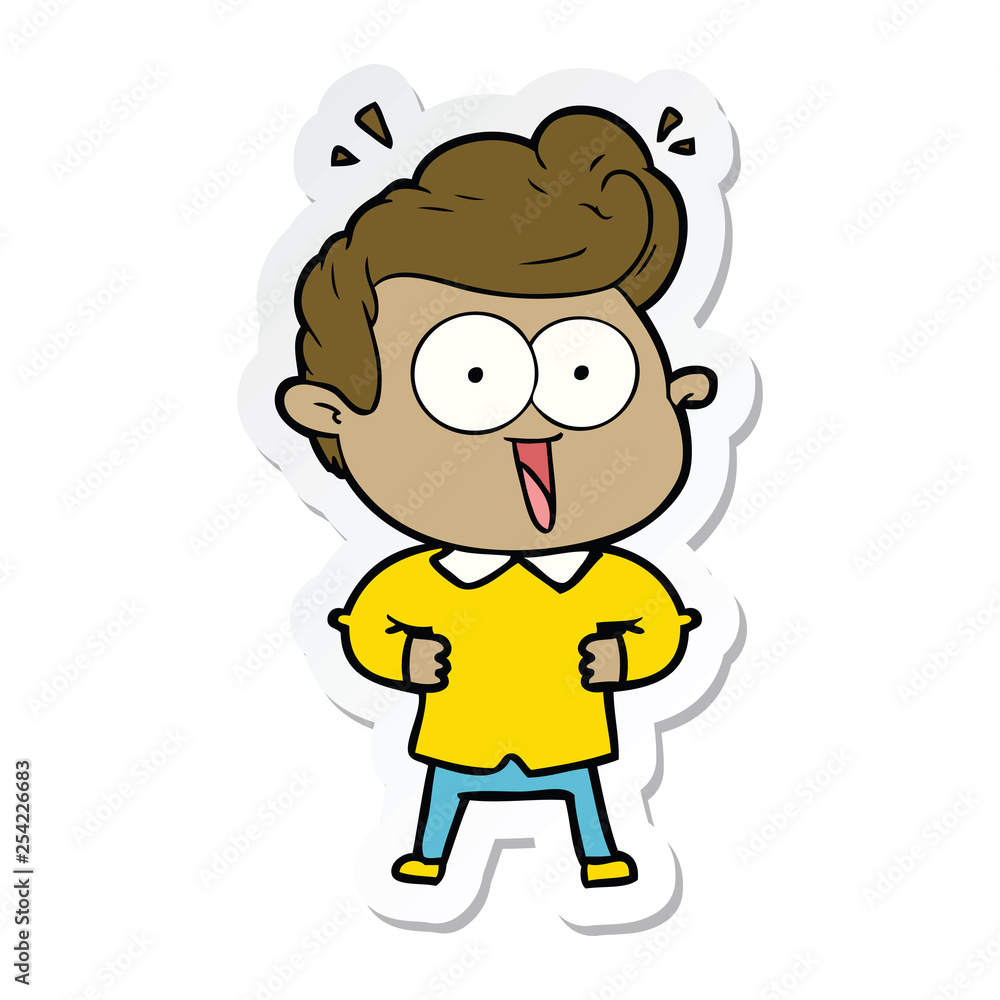 sticker of a cartoon excited man sticker of a cartoon excited man