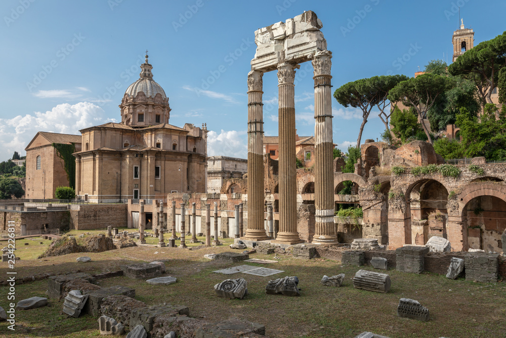Panoramic view of temple of Venus Genetrix is a ruined temple, forum of Caesar