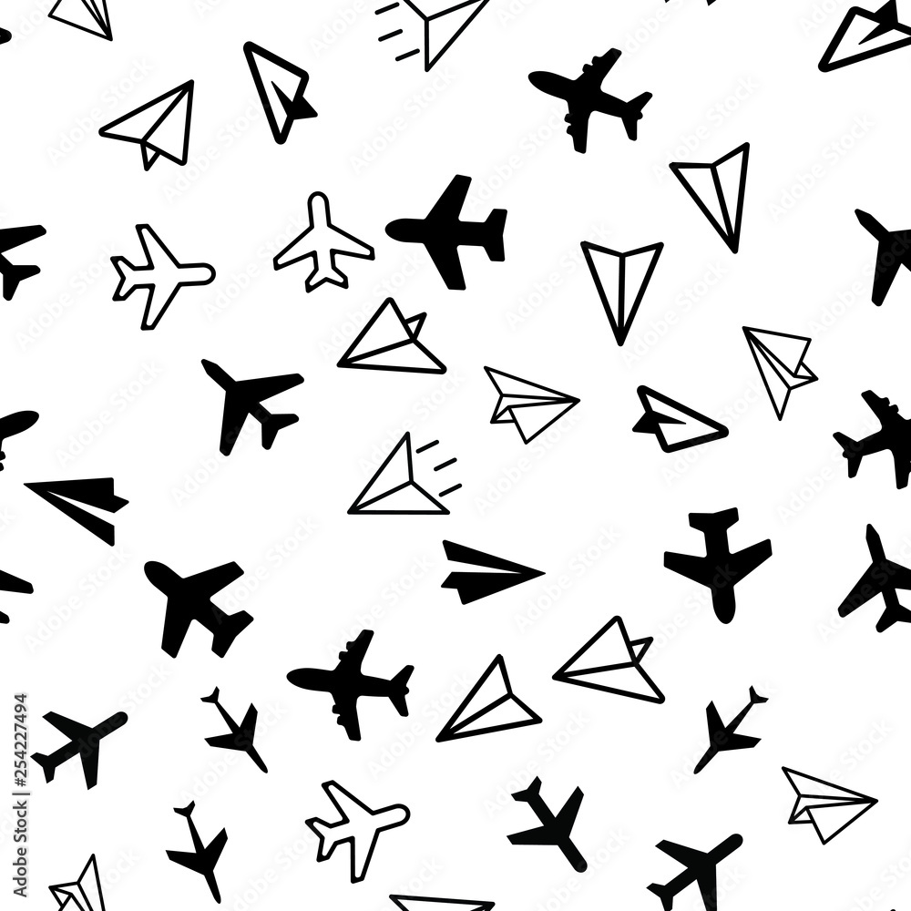 Plane Aircraft Travel concept. Seamless vector EPS 10 pattern Plane Aircraft Travel concept. Seamless vector EPS 10 pattern