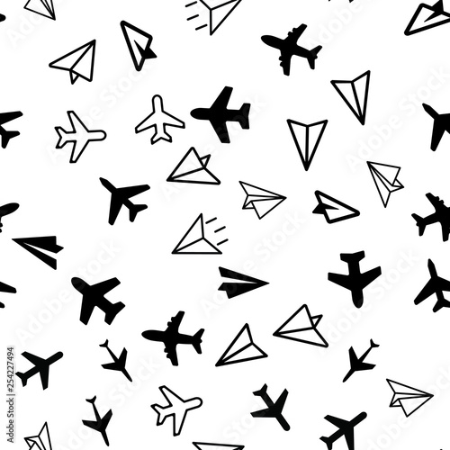 Plane Aircraft Travel concept. Seamless vector EPS 10 pattern