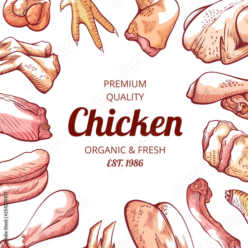 Chicken meat banner, shop and market adv