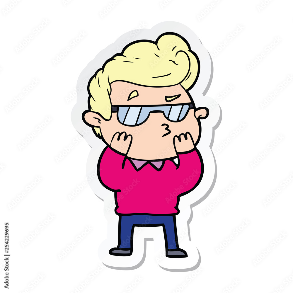 sticker of a cartoon cool guy