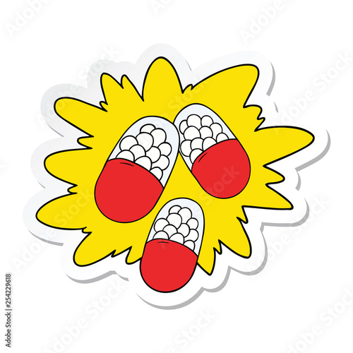 sticker of a cartoon powerful pills