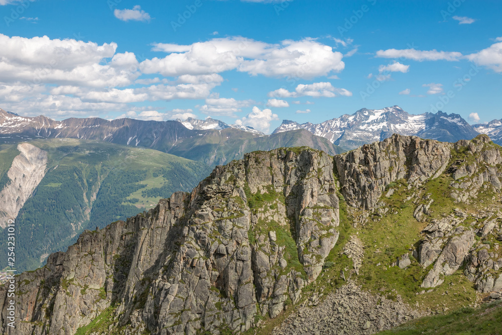 Fototapeta premium View closeup mountains scene, route great Aletsch Glacier