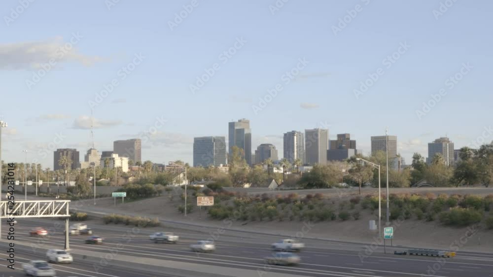 Time lapse of downtown Phoenix with I-10 in the foreground. Time lapse of downtown Phoenix with I-10 in the foreground.