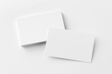 Photo of business cards stack. Template for branding identity. Isolated with clipping path.