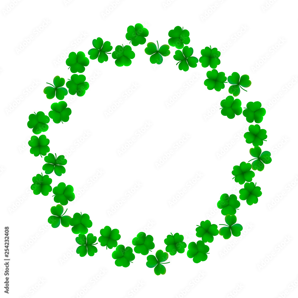 Vector background with detailed realistic three-leaf and four-leaf shamrocks. St. Patriсk's day design elements. Gradient mesh. Vector background with detailed realistic three-leaf and four-leaf shamrocks. St. Patriсk's day design elements. Gradient mesh.