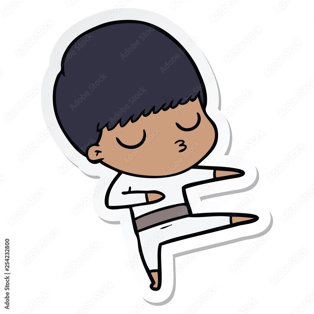 sticker of a cartoon calm boy sticker of a cartoon calm boy