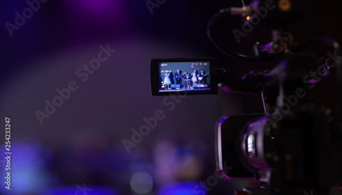 camera show viewfinder image catch motion in interview or broadcast wedding ceremony  catch feeling  stopped motion in best memorial day concept.Video Cinema From camera. video cinema production .