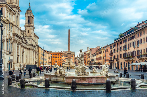 Navona square (Piazza Navona), the famous square with the wonderful fountains and the historical buildings.