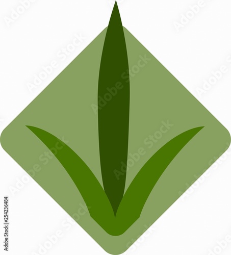 Seedlings of grass for breeding in the abstract vector. Icon for agriculture on the background of green rhombus.