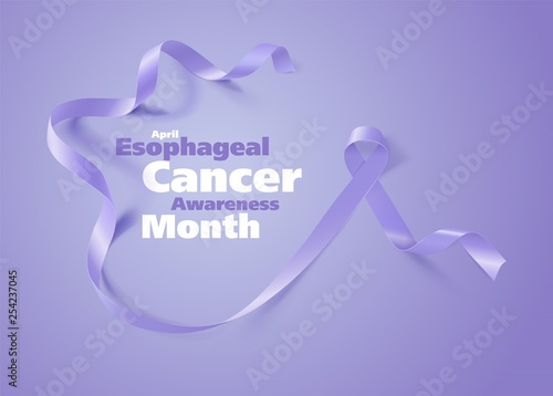 Esophageal Cancer Awareness Calligraphy Poster Design. Realistic Periwinkle Ribbon. April is Cancer Awareness Month. Vector
