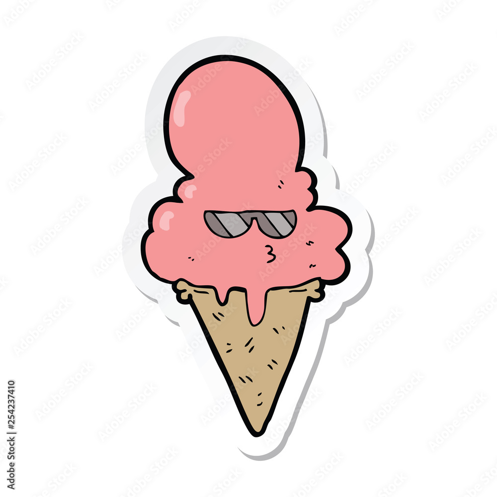 sticker of a cartoon cool ice cream sticker of a cartoon cool ice cream