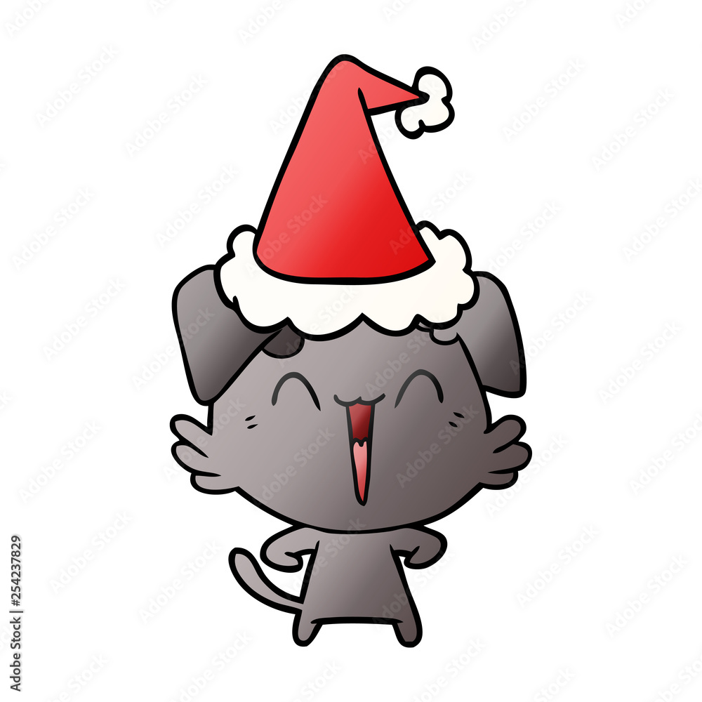 happy little dog gradient cartoon of a wearing santa hat happy little dog gradient cartoon of a wearing santa hat