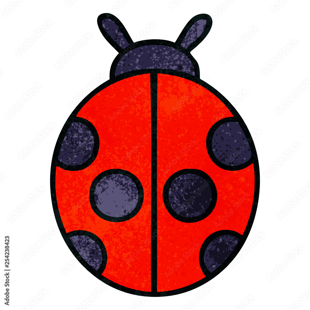 Naklejka premium retro grunge texture cartoon lady bug