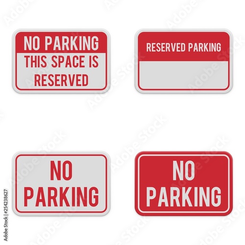 Set of horizontal signs for parking zone.