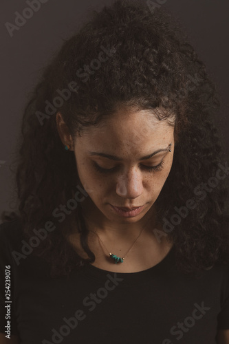  Mixed Race Woman Looking Down