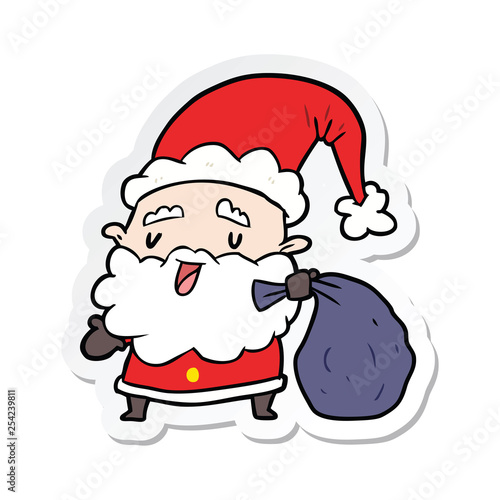 sticker of a cartoon santa claus with sack