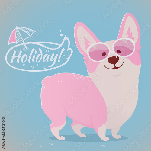 cute corgi in vintage style