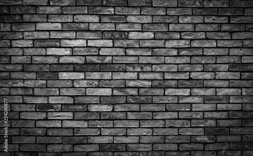 Dark Gray Brick wall texture close up.
