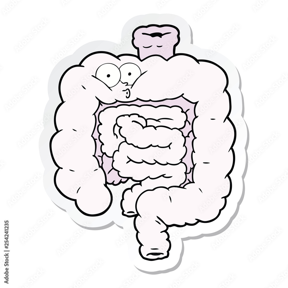 sticker of a cartoon surprised intestines sticker of a cartoon surprised intestines