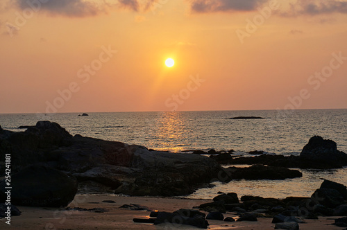 wonderful sunset on the beach in thailand