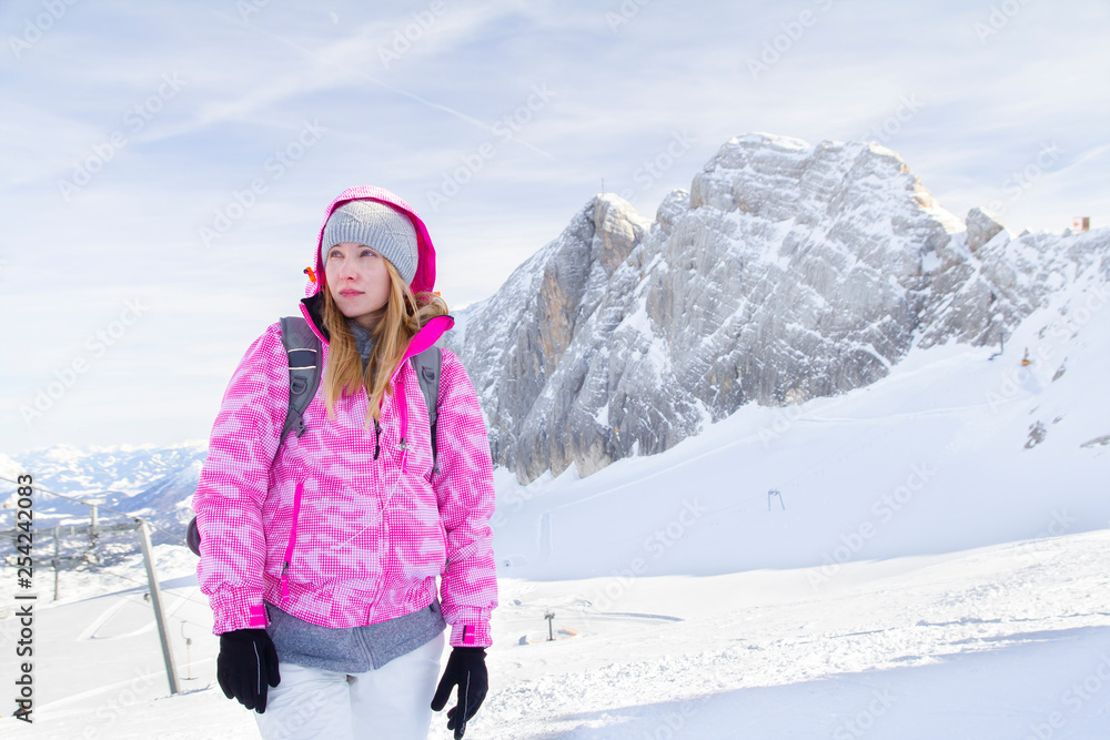 attractive young woman on Dachstein glacier