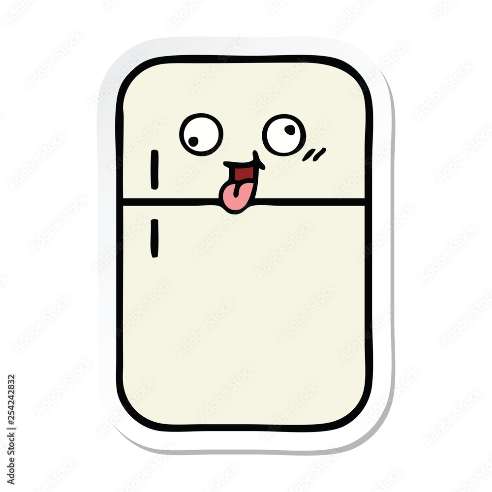 sticker of a cute cartoon fridge freezer