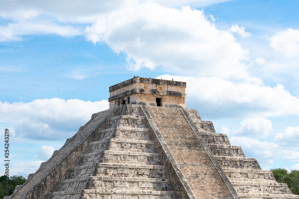 Old Ancient Ruins Of Chichen Itza, Temple of Kukulcan. Pre - Columbian Mayan City