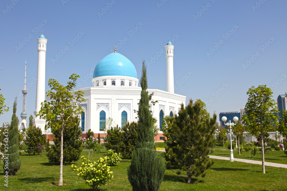 White mosque in Tashkent in Uzbekistan