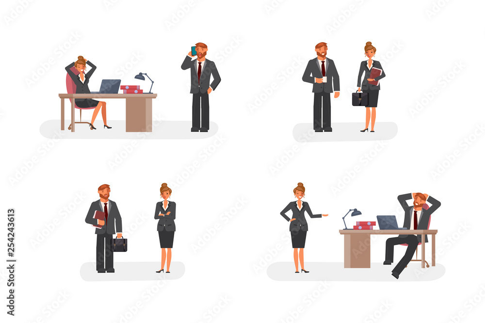 Smart businessman and woman character Smart businessman and woman character