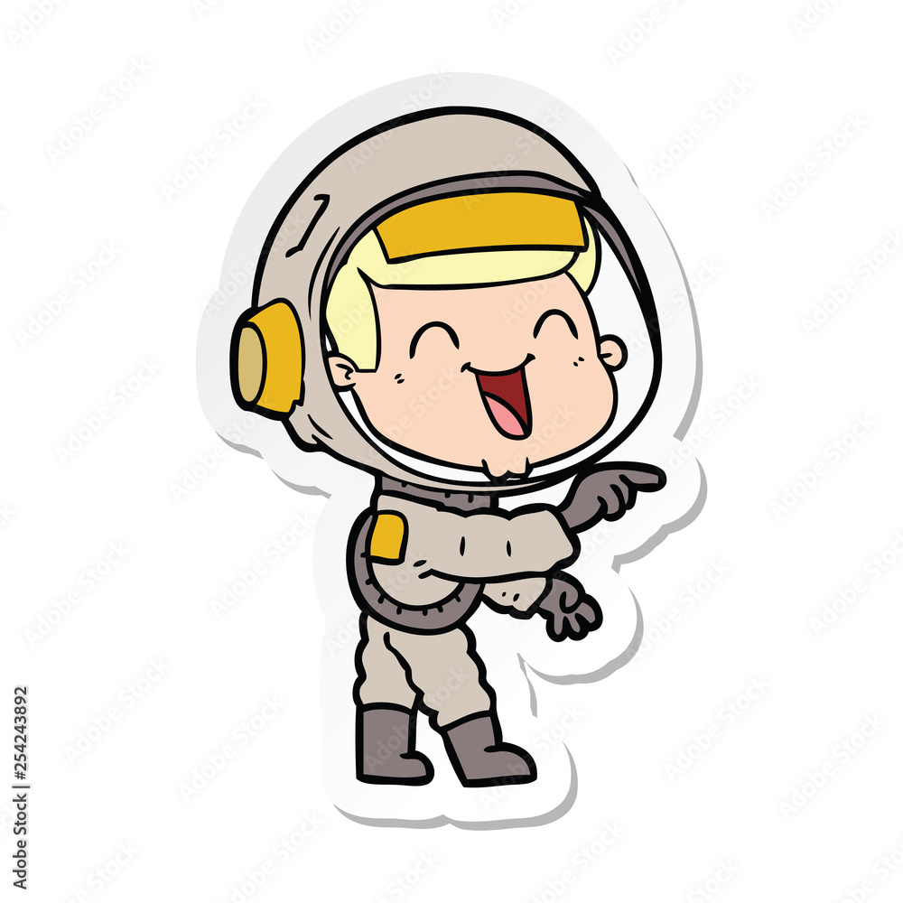 sticker of a happy cartoon astronaut sticker of a happy cartoon astronaut
